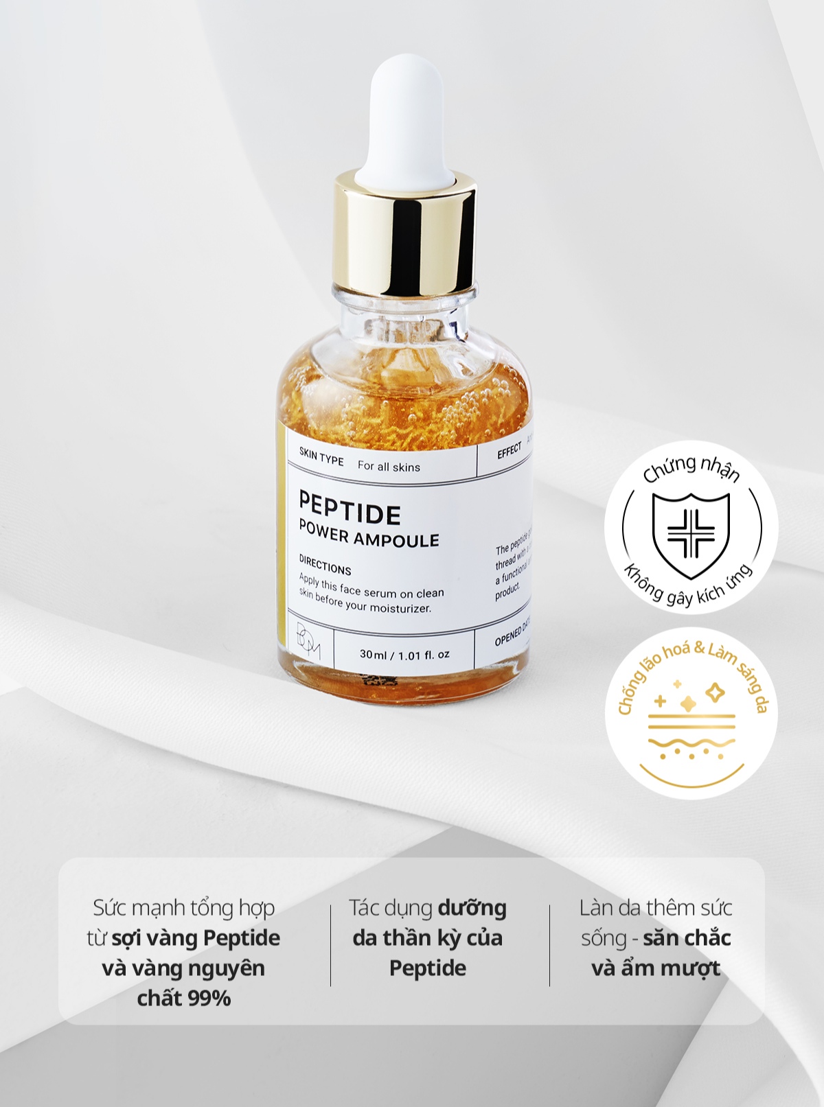 Mô tả Tinh chất cải thiện độ đàn hồi da làm sáng da BOM Peptide Power Ampoule 30ml - 2