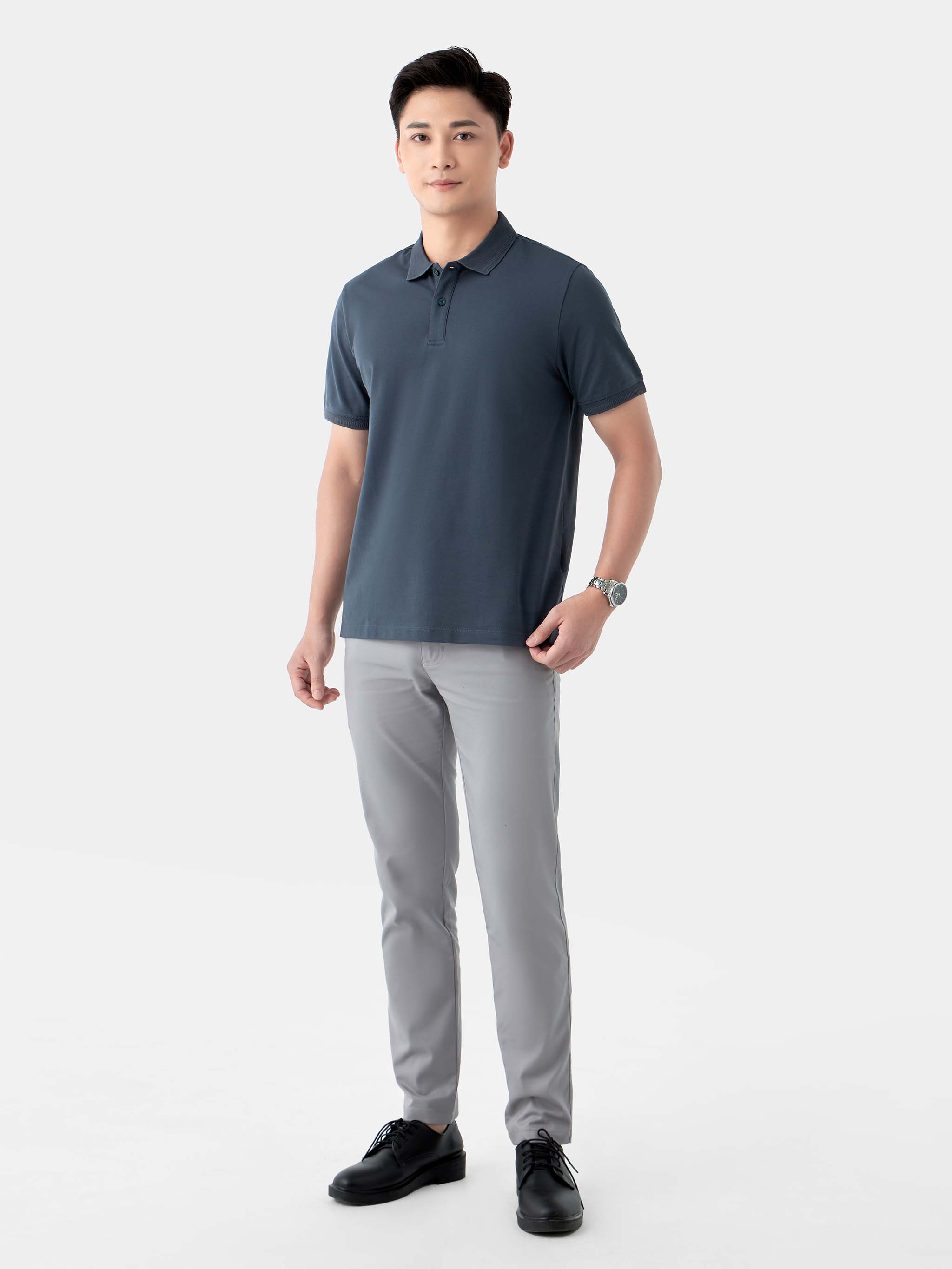 Mô tả Áo Polo Nam Cotton 5S FASHION, Phom Regular Trơn Basic, Màu Sắc Dễ Phối (APC24008) - 1