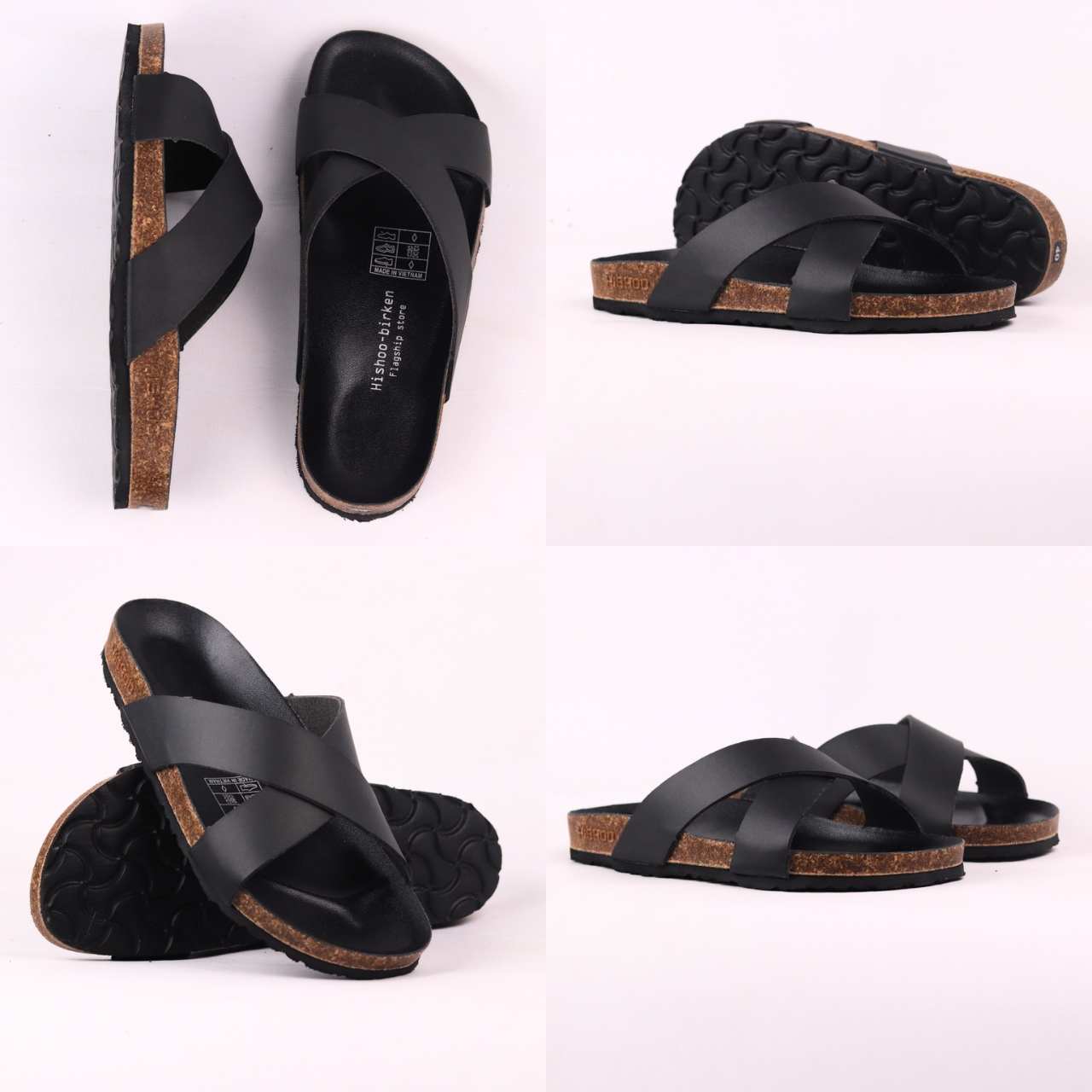 Mô tả Dép đế trấu 2 quai chéo Birken Da Tổng Hợp Nam Nữ Chính Hãng Công Sở Văn Phòng Đi Chơi Hishoo VNXK S096 - 7