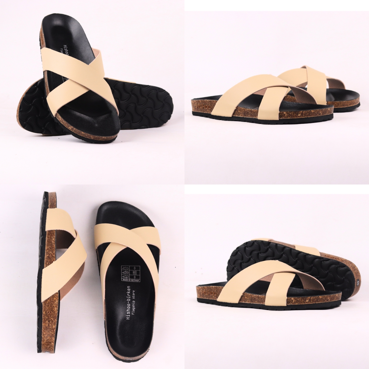 Mô tả Dép đế trấu 2 quai chéo Birken Da Tổng Hợp Nam Nữ Chính Hãng Công Sở Văn Phòng Đi Chơi Hishoo VNXK S096 - 8