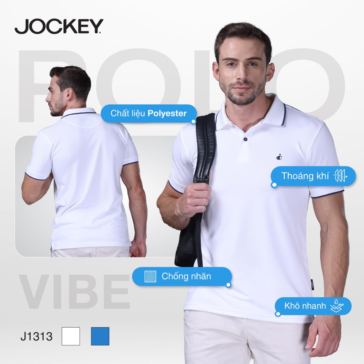 Mô tả Áo Polo Jockey Nam thêu logo - J1313 - 2