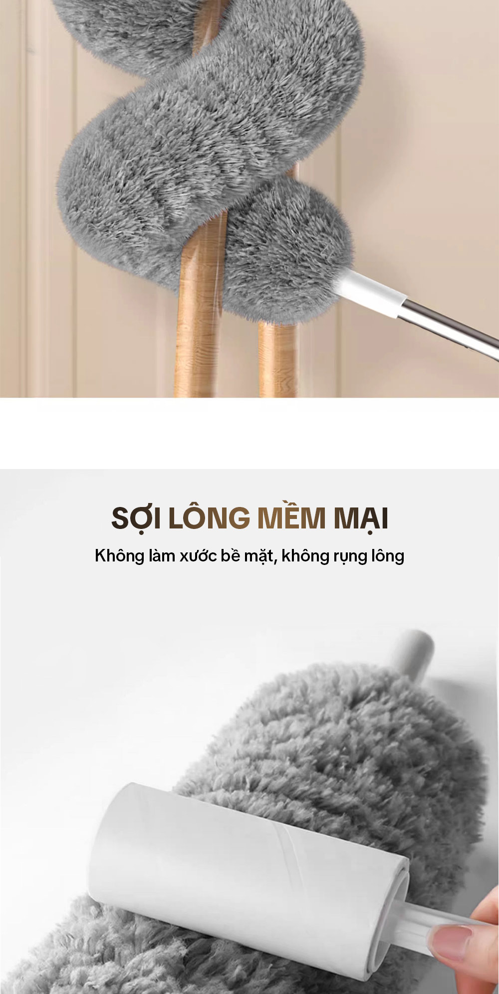Mô tả Chổi Phủi Bụi Trần Nhà, Cây Phủi Bụi Đa Năng Cán Nhôm Tăng Giảm Độ Dài Parroti Sky - SK02 - 6