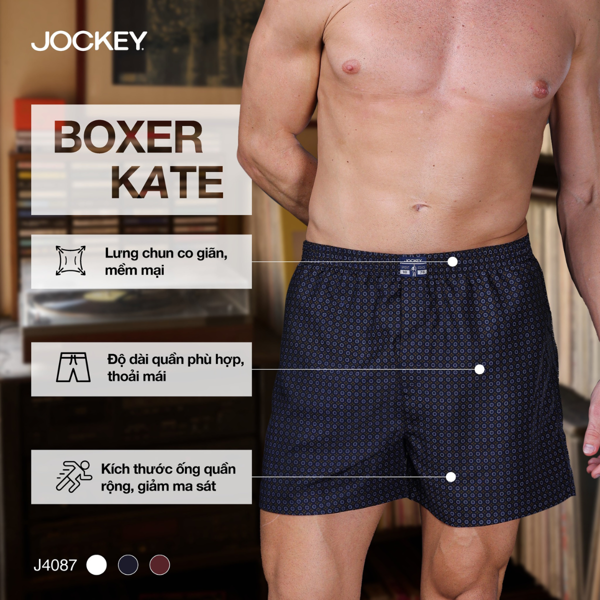 Mô tả Quần Boxer kate Nam Jockey in họa tiết - J4087 - 1