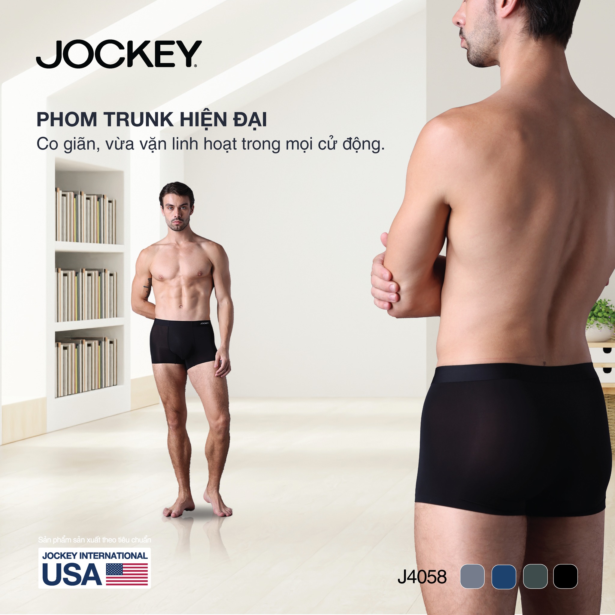 Mô tả Quần lót Nam Jockey Trunk không đường may - J4058 - 2