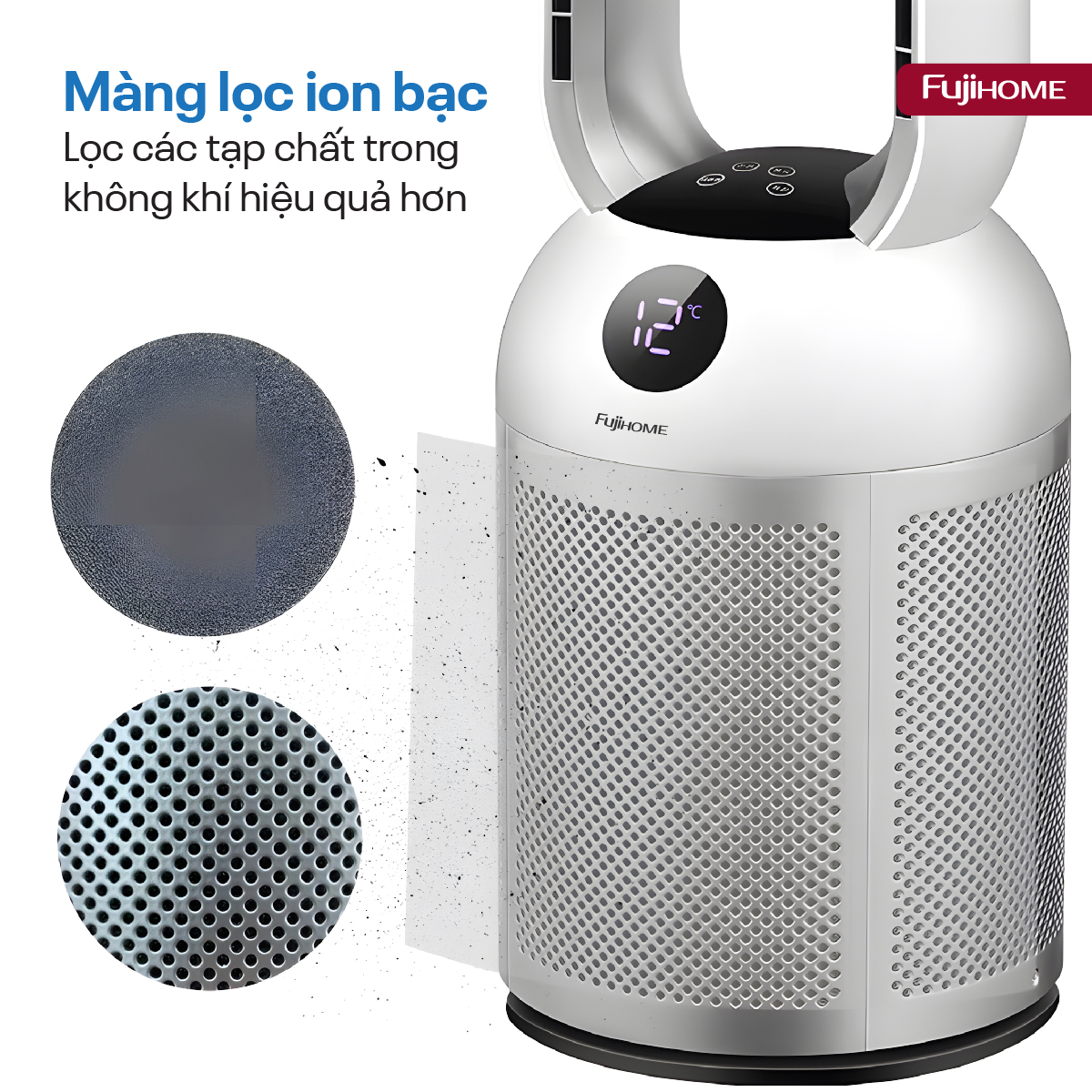 Mô tả Quạt không cánh FUJIHOME BF307DC tích hợp lọc không khí bằng ion, màng lọc Ion bạc - Bảo hành 24 tháng - 5