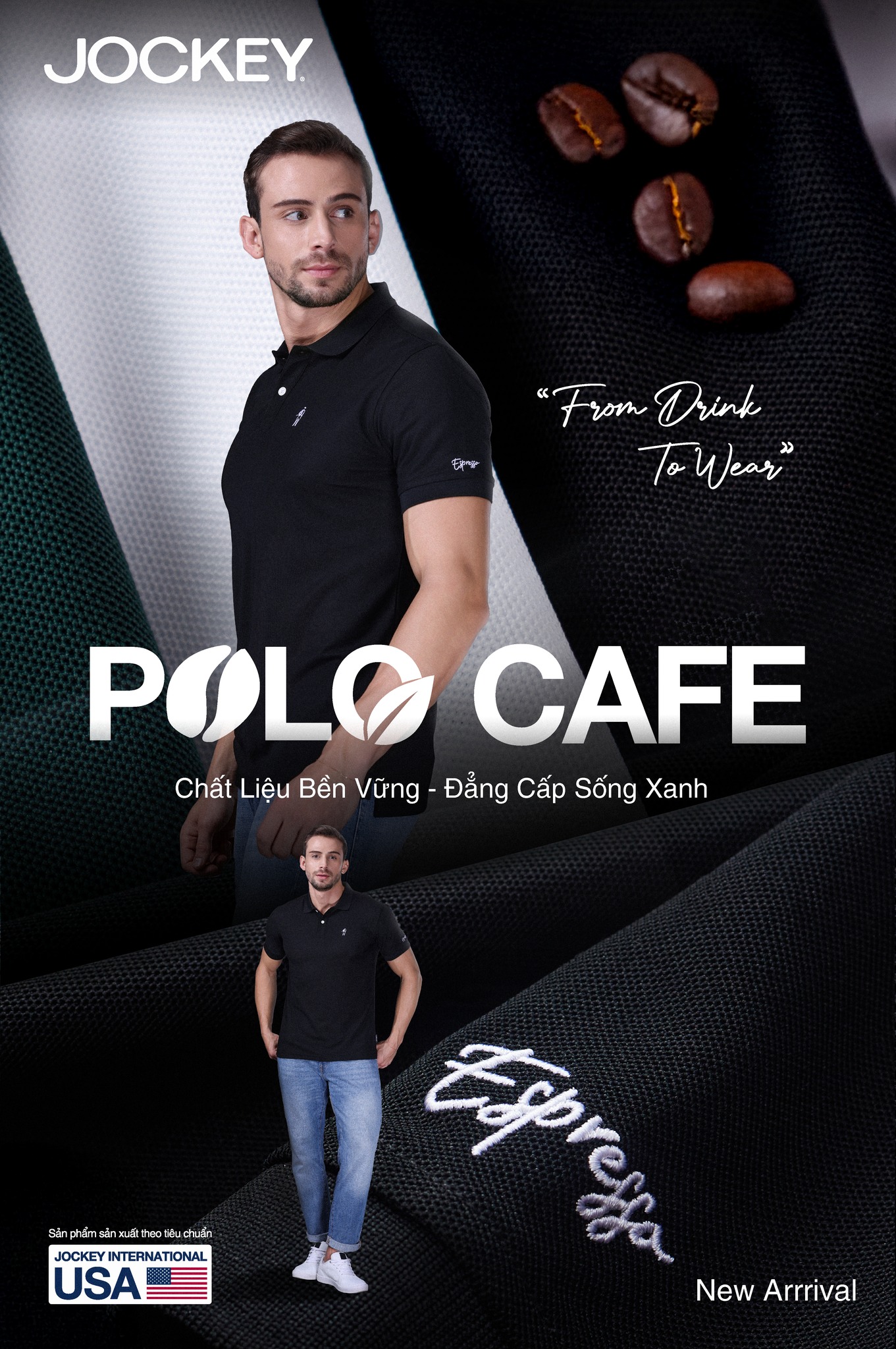 Mô tả Áo Polo Nam Jockey poly cafe thêu logo Full Boy - J4027 - 1