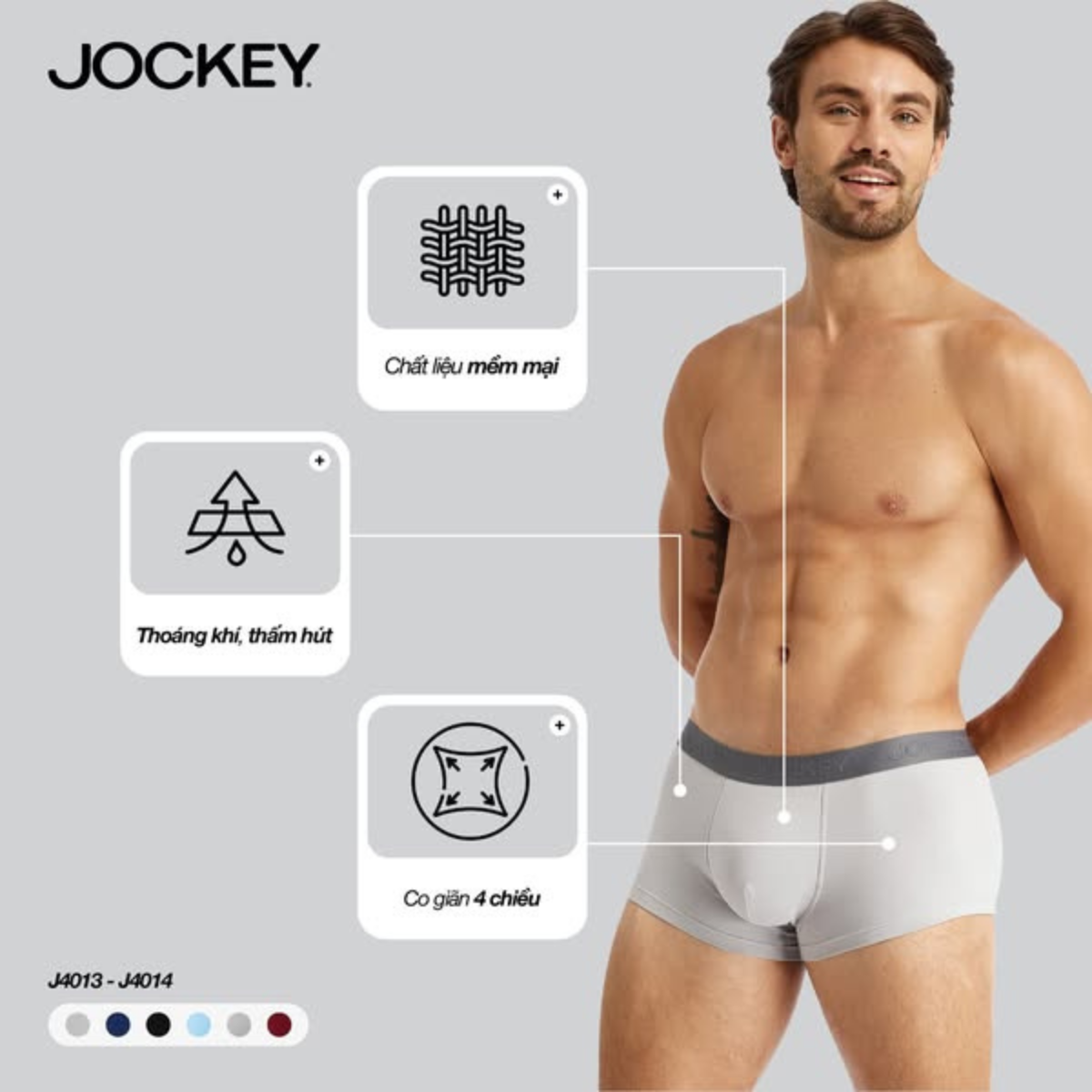 Mô tả Combo 3 Quần lót Nam Jockey Cotton 4 chiều dáng brief -  J4013 - 2