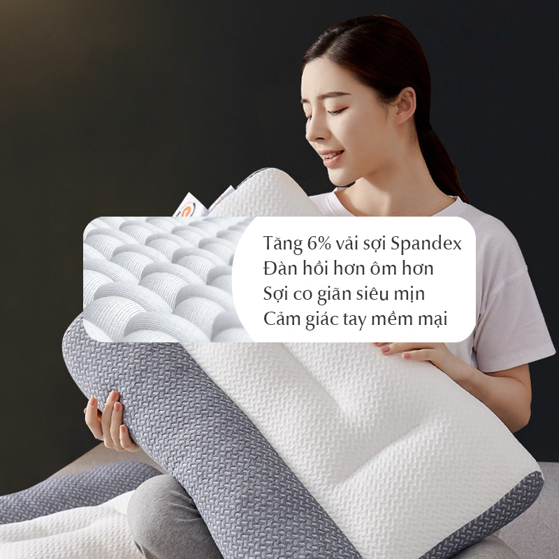 Mô tả Gối công thái học Dofia chống đau mỏi cổ vai gáy Dofia sợi bông 3d êm ái DF-P001A - 3