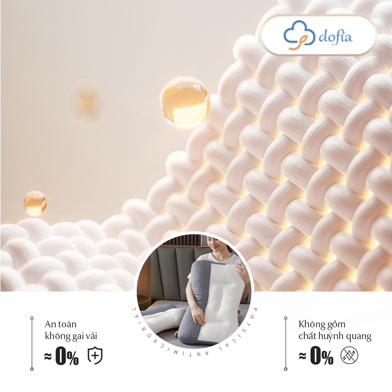 Mô tả Gối công thái học Dofia chống đau mỏi cổ vai gáy Dofia sợi bông 3d êm ái DF-P001A - 4
