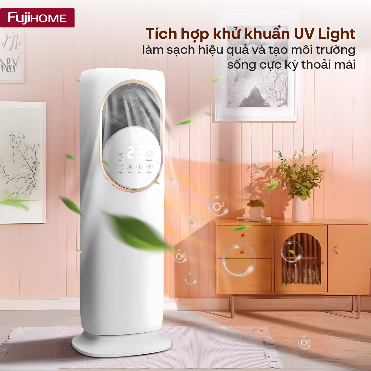 Mô tả Quạt Làm Mát, Sưởi Ấm và Tạo ẩm 4 mùa Fujihome AC01 Màn hình điều khiển LED cảm ứng - BH 24 tháng - 9