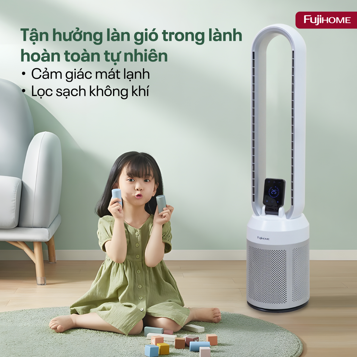 Mô tả Quạt không cánh FUJIHOME BF308DC tích hợp lọc không khí bằng ion, màng lọc Ion bạc - Bảo hành 24 tháng - 10