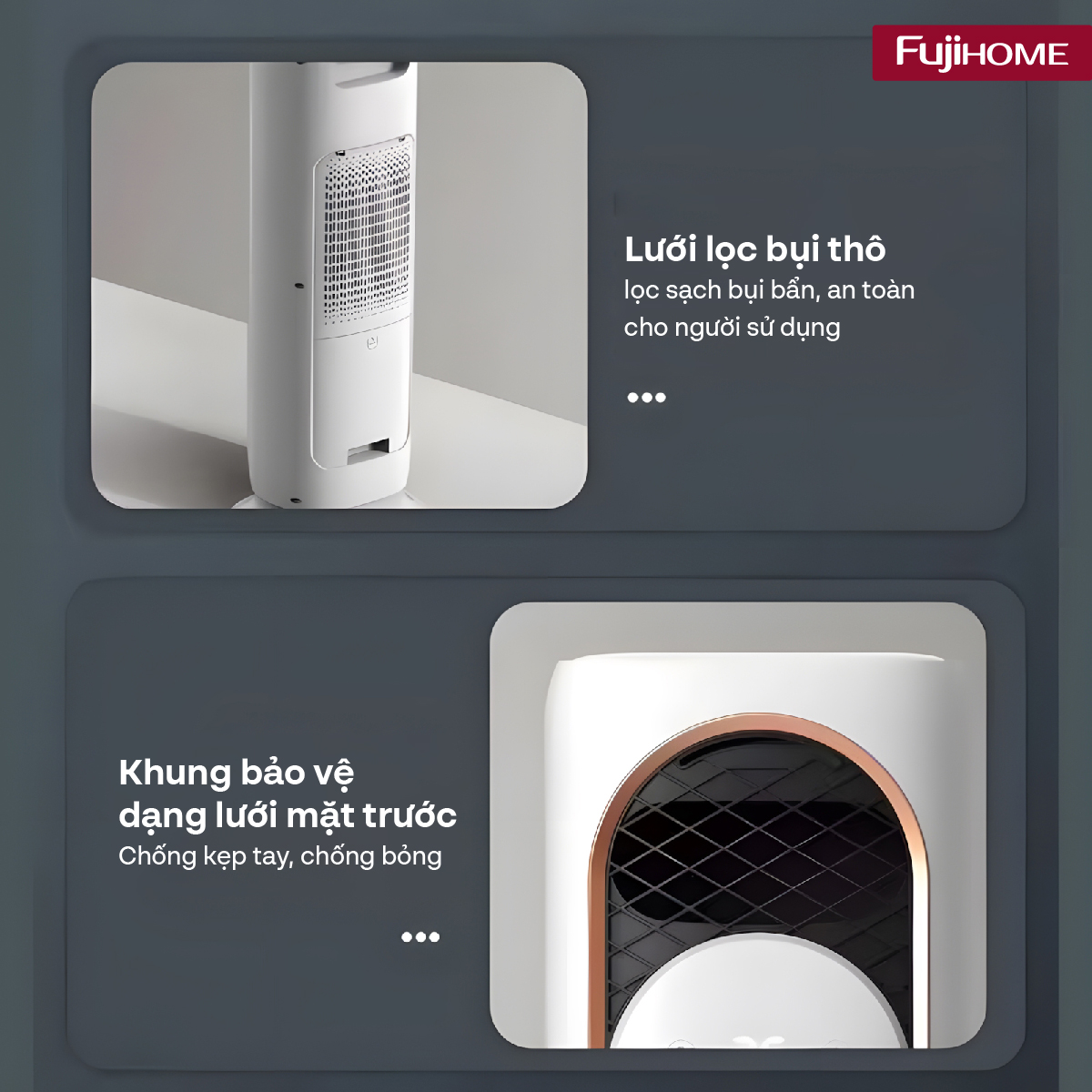 Mô tả Quạt Làm Mát, Sưởi Ấm và Tạo ẩm 4 mùa Fujihome AC01 Màn hình điều khiển LED cảm ứng - BH 24 tháng - 11