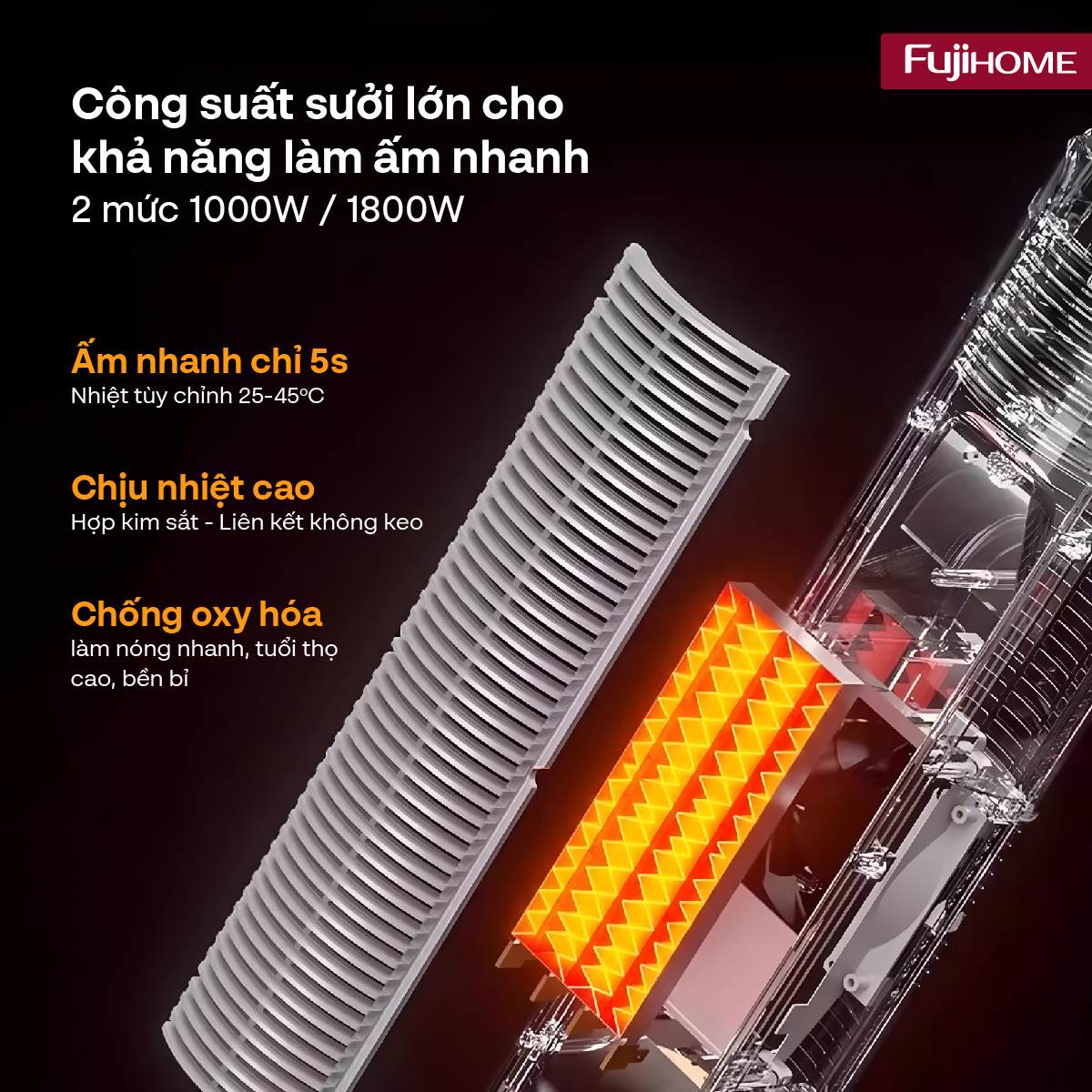 Mô tả Quạt Làm Mát, Sưởi Ấm và Tạo ẩm 4 mùa Fujihome AC01 Màn hình điều khiển LED cảm ứng - BH 24 tháng - 8
