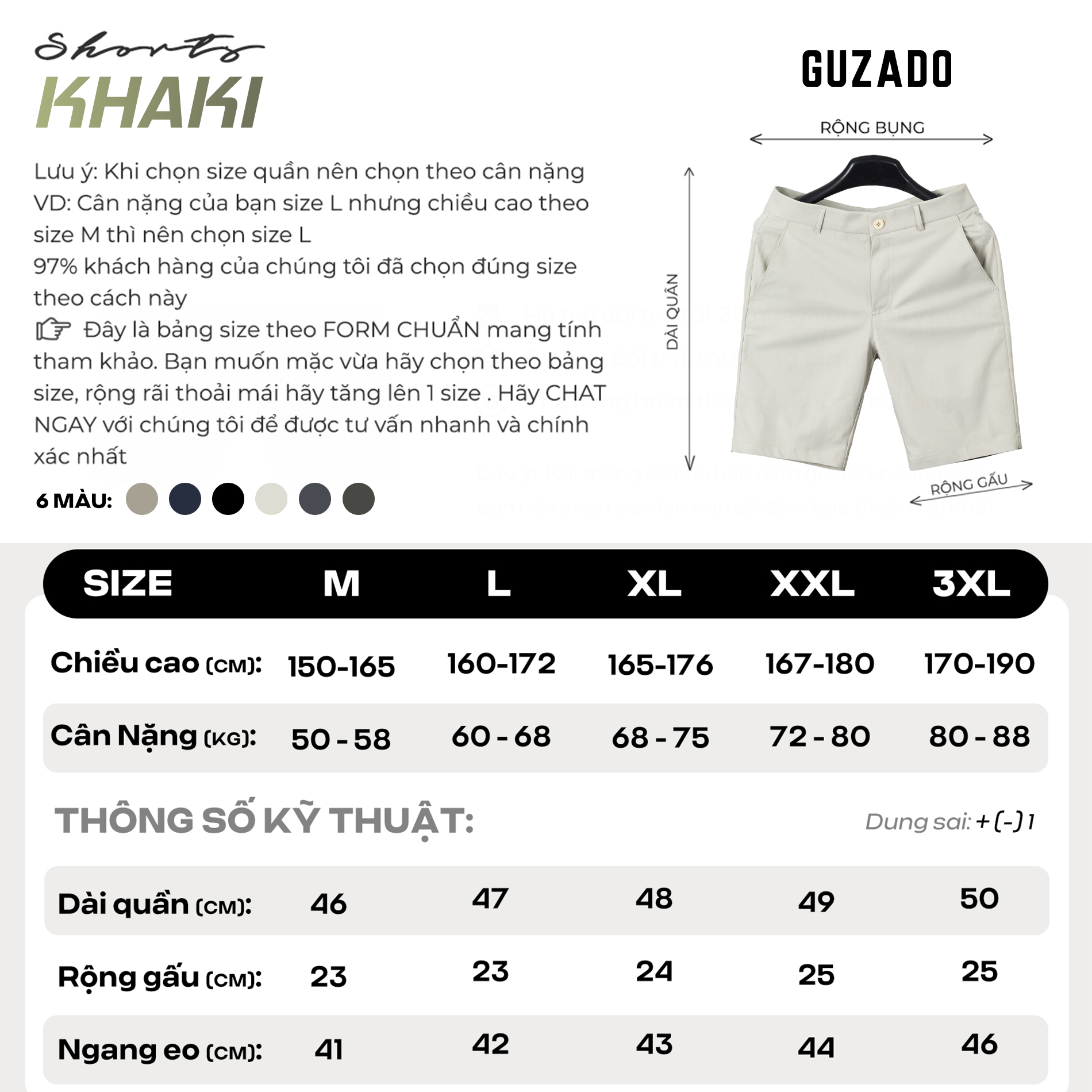 Quần Short Kaki Nam GUZADO MSR2515