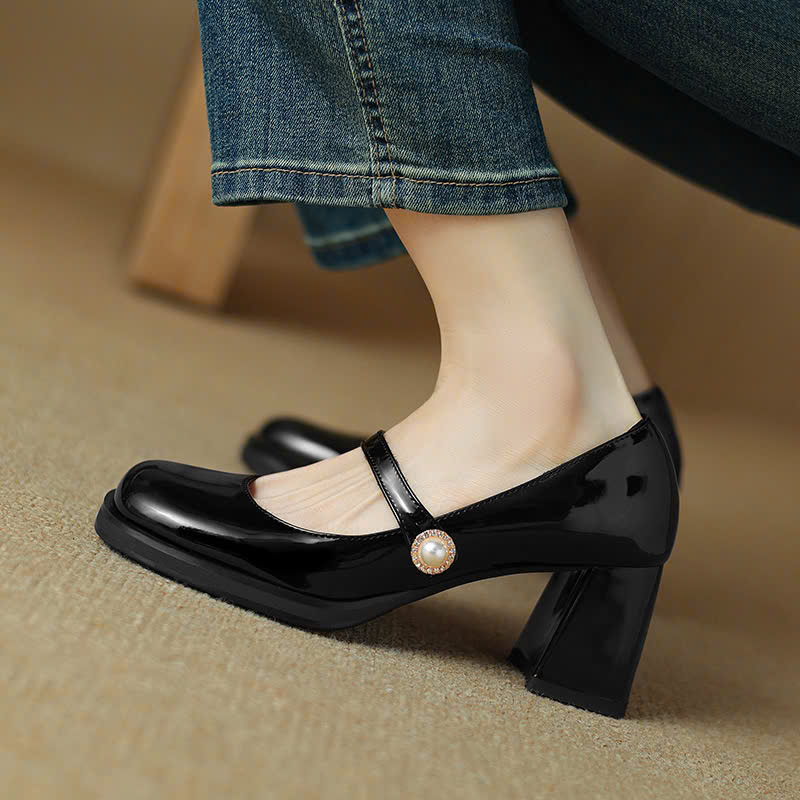 Mô tả Giày cao gót nữ quai dán ngọc FAROSA -TH121 giày nữ đế cao 7cm chất da bóng lên chân cực sang chảnh - 1
