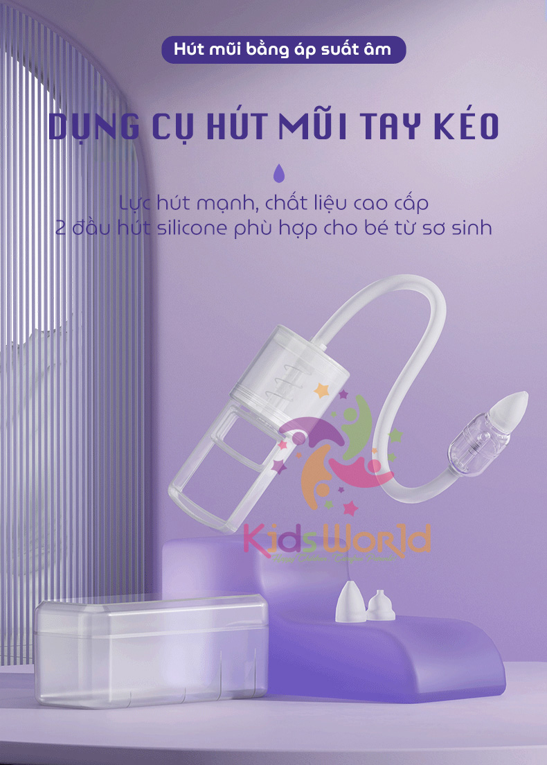 Mô tả Dụng cụ hút mũi trẻ sơ sinh kéo tay Hello Nasal bản nâng cấp Deluxe Edittion kèm 2 đầu hút silicon - 1