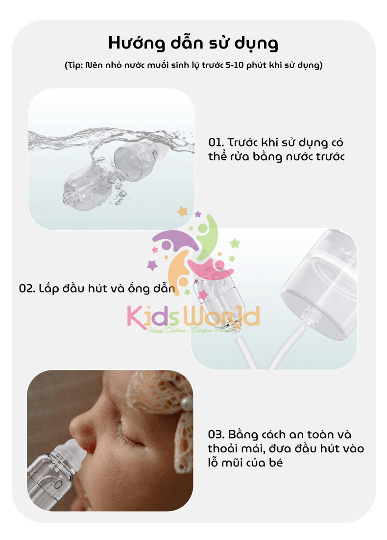 Mô tả Dụng cụ hút mũi trẻ sơ sinh kéo tay Hello Nasal bản nâng cấp Deluxe Edittion kèm 2 đầu hút silicon - 9