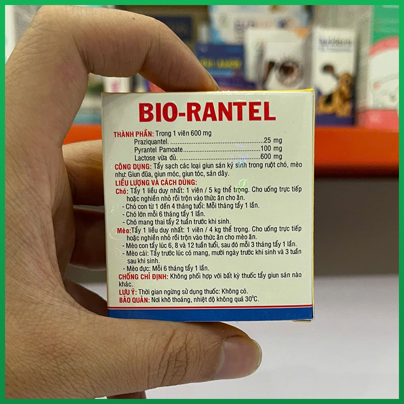Viên sổ giun Bio Rantel cho chó mèo (1 viên) giúp tẩy sạch các loại ...