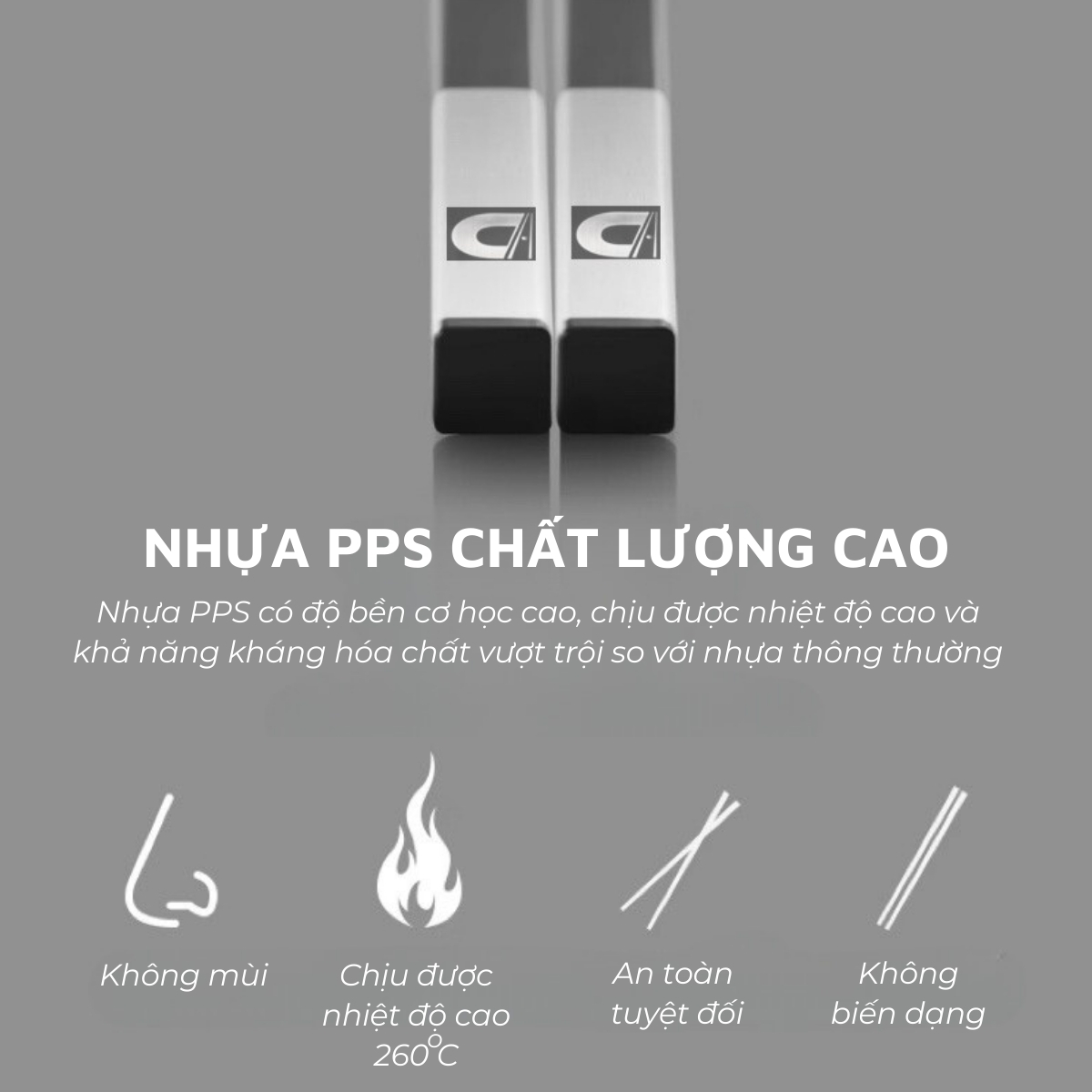 Mô tả Đũa nhựa PPS sợi thủy tinh DandiHome kết hợp Inox 304 DandiHome cao cấp, chống trượt, chống nấm mốc - 4