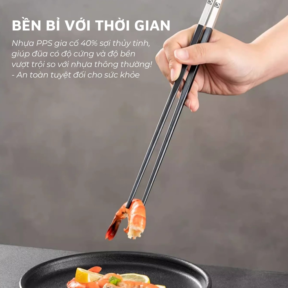 Mô tả Đũa nhựa PPS sợi thủy tinh DandiHome kết hợp Inox 304 DandiHome cao cấp, chống trượt, chống nấm mốc - 7