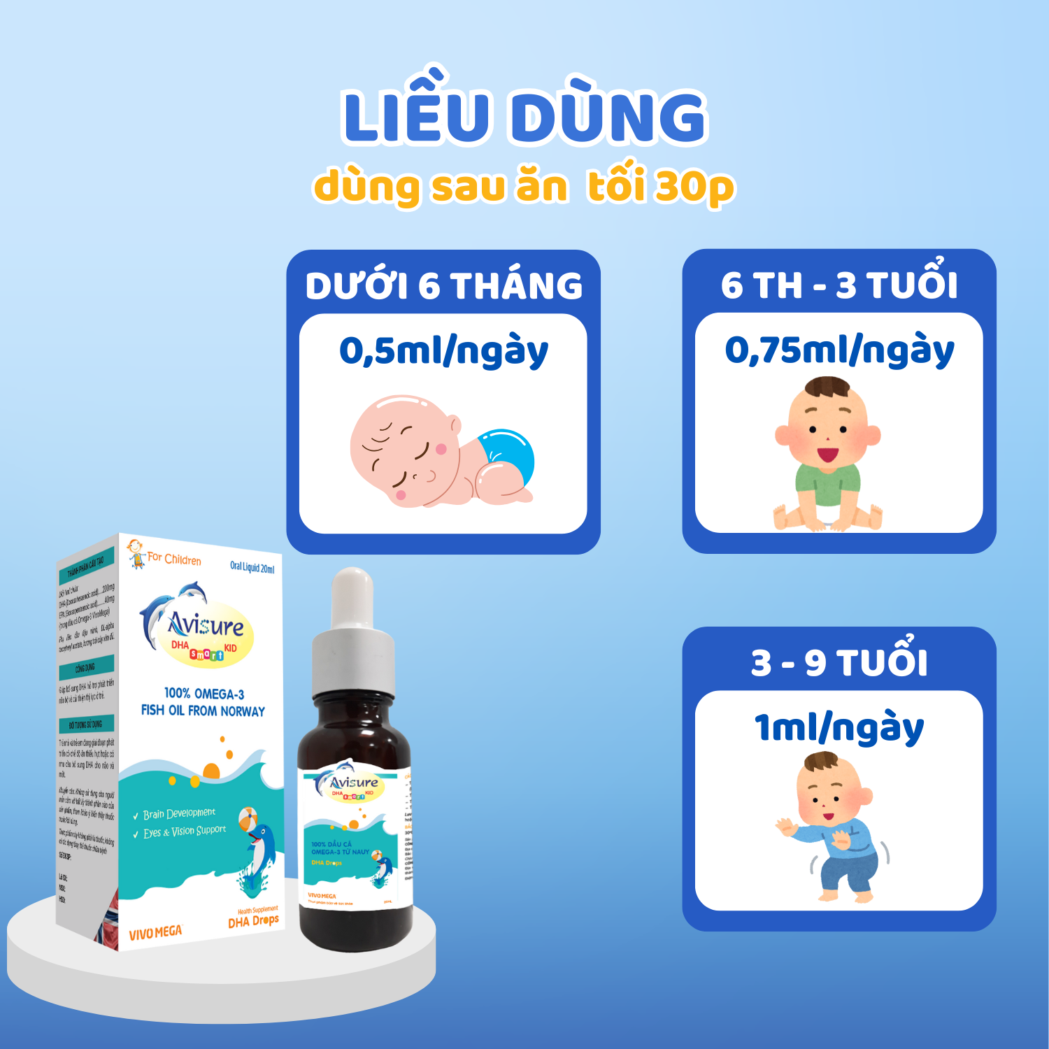Mô tả DHA cho bé Avisure DHA Drops dạng nhỏ giọt giúp tăng IQ phát triển não bộ cho trẻ 20ml - 1