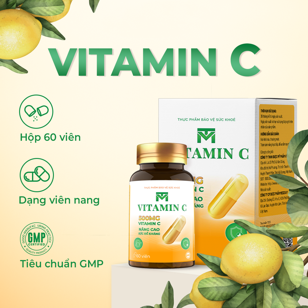 Mô tả Viên uống VTM Vitamin C bổ sung vitamin C, sáng da, mờ thâm, tăng cường đề kháng - gói 60 viên - 1