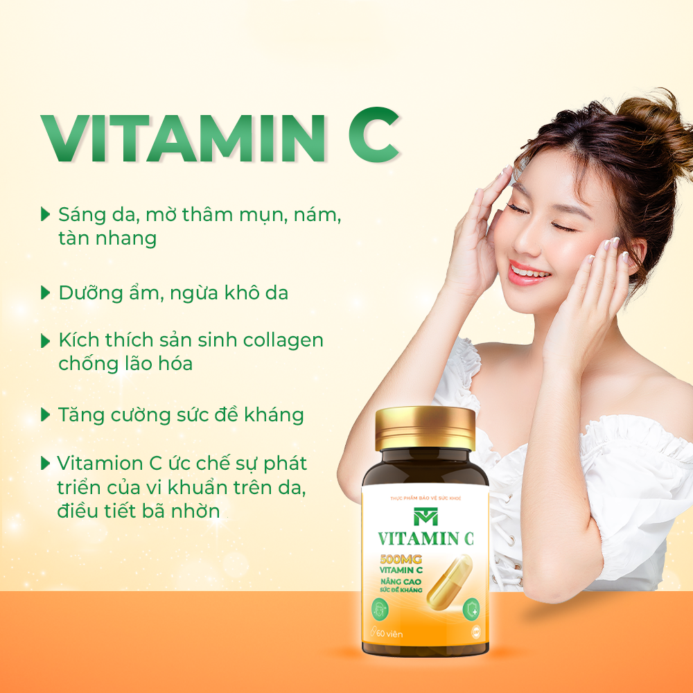 Mô tả Viên uống VTM Vitamin C bổ sung vitamin C, sáng da, mờ thâm, tăng cường đề kháng - gói 60 viên - 3