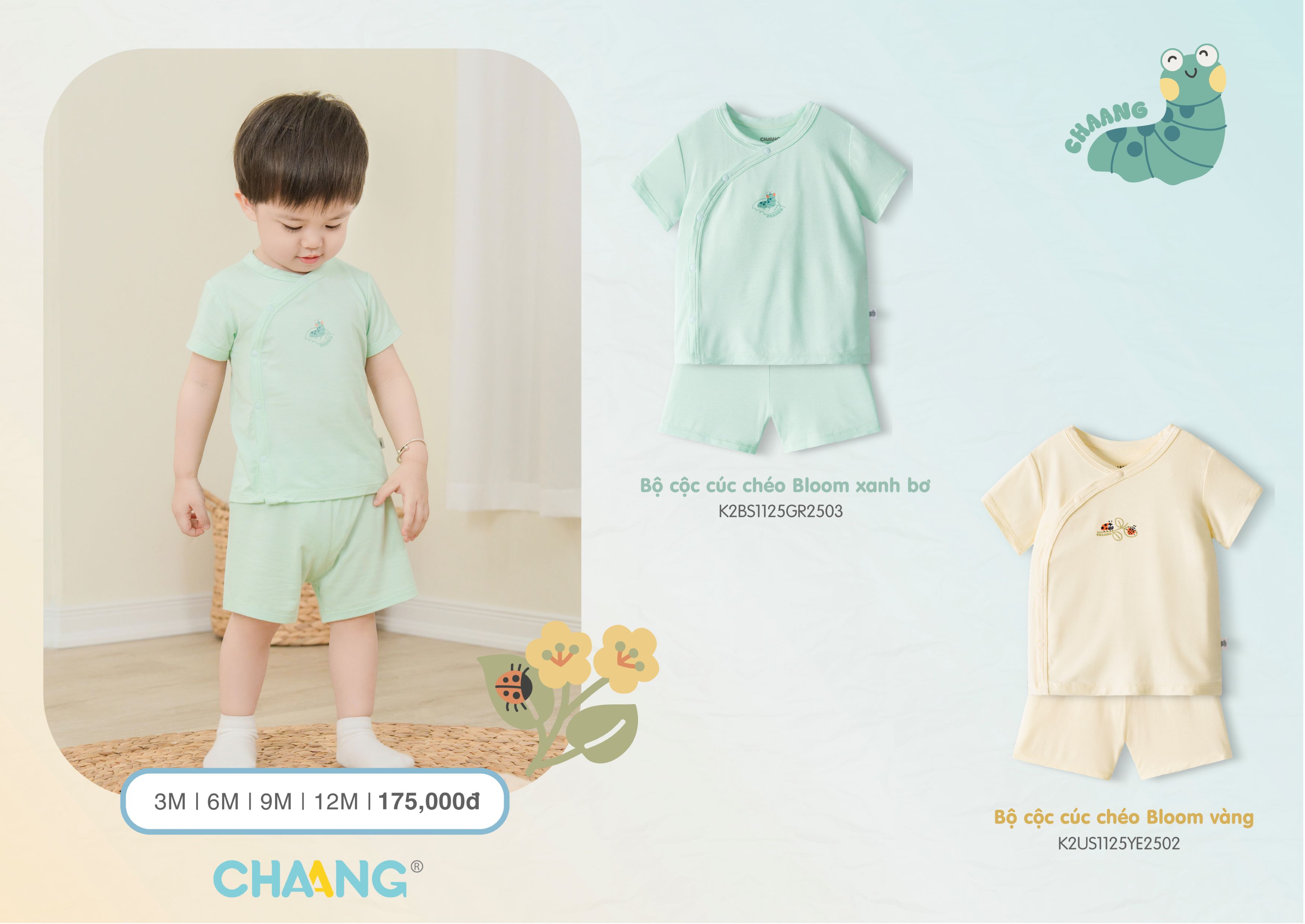 Mô tả Bộ quần áo cộc tay cúc chéo Bloom cho bé gái và bé trai - 2