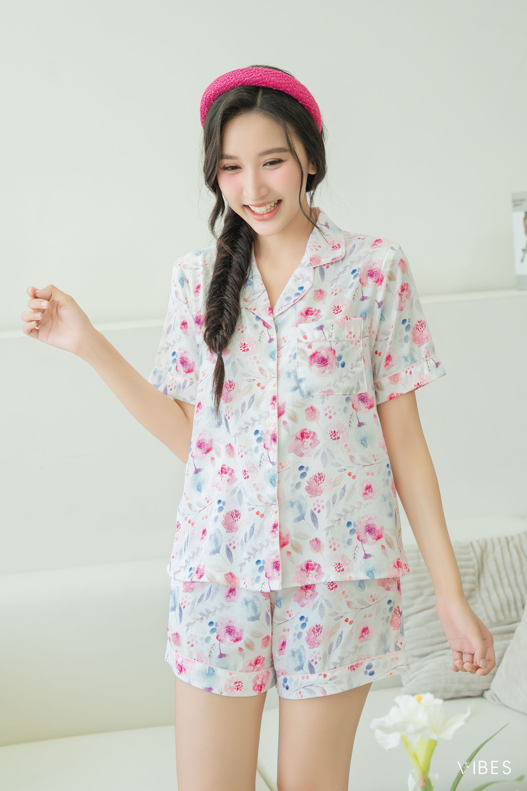 Mô tả VIBES Pijama ngắn Lụa gấm họa tiết hoa nhí Lucie Py Set - 9