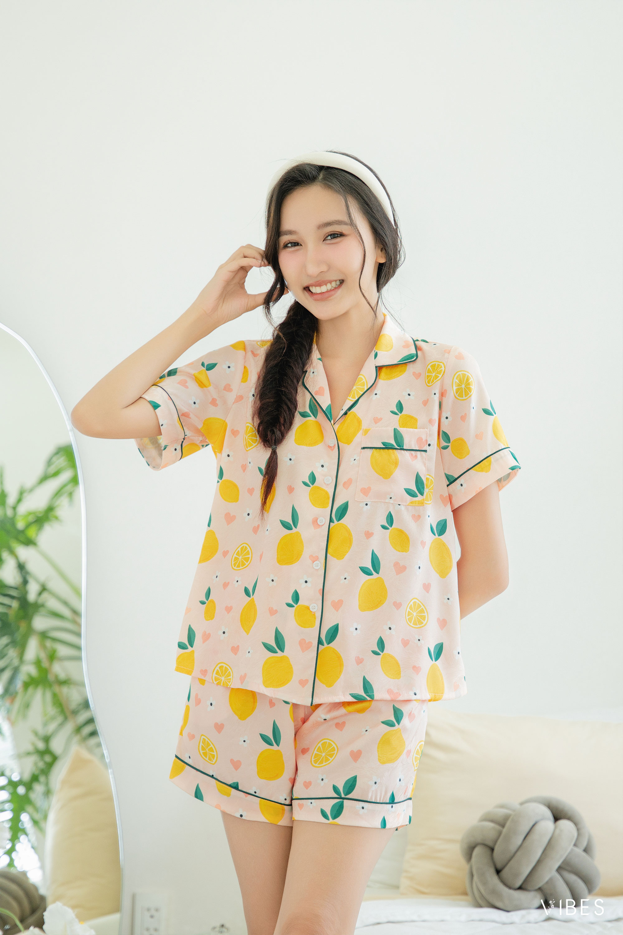 Mô tả VIBES Đồ bộ Pijama ngắn Lụa Gấm cao cấp họa tiết dễ thương Bee Py Set - 5
