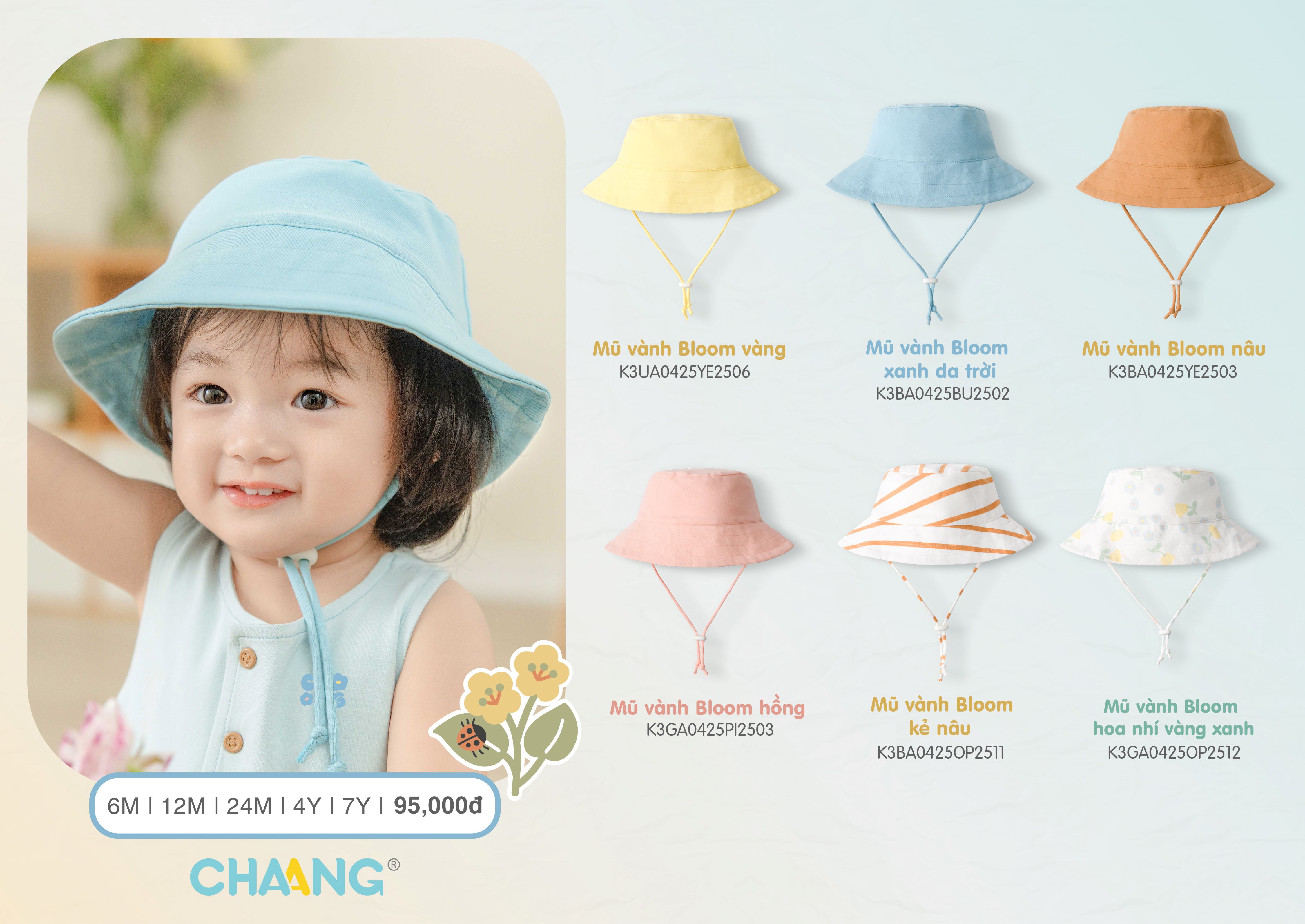 Mô tả Mũ vành nhiều màu  Bloom cho bé gái và bé trai - 2