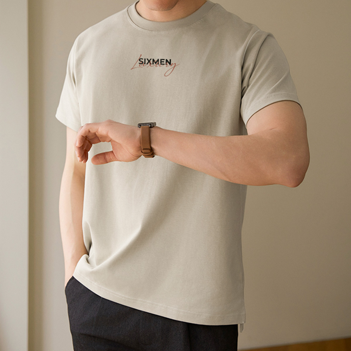 Mô tả Áo thun nam TSHIRT SIXMEN LUXURY Ver 1 cổ tròn vải cotton cao cấp co giãn, thoáng mát, thanh lịch - 2