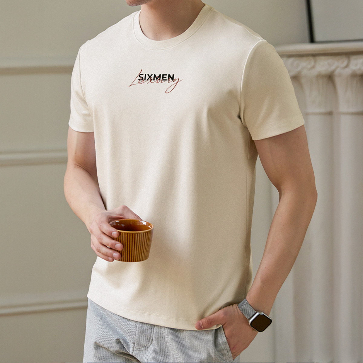 Mô tả Áo thun nam TSHIRT SIXMEN LUXURY Ver 1 cổ tròn vải cotton cao cấp co giãn, thoáng mát, thanh lịch - 6