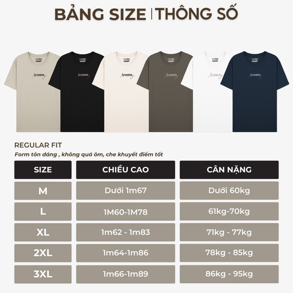 Mô tả Áo thun nam TSHIRT SIXMEN LUXURY Ver 1 cổ tròn vải cotton cao cấp co giãn, thoáng mát, thanh lịch - 11