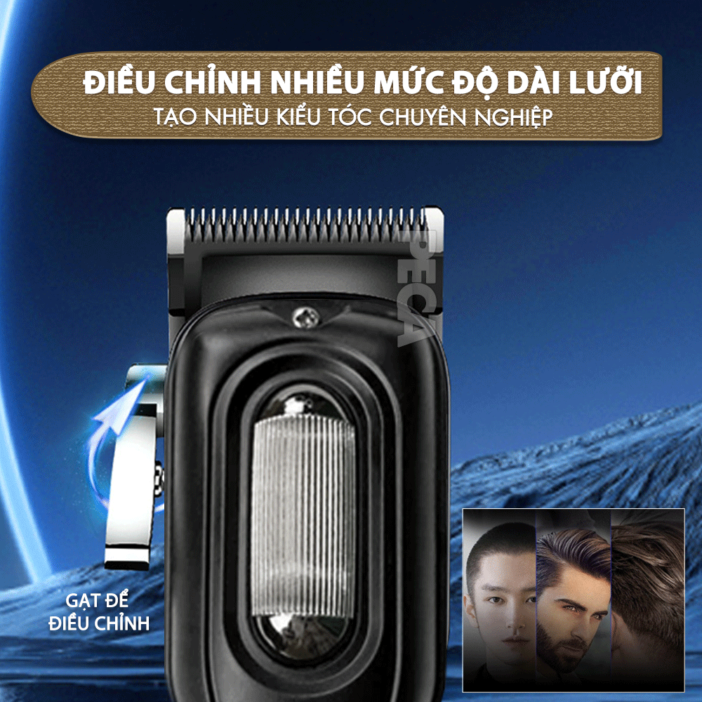 Mô tả Tông đơ cắt tóc chuyên nghiệp Kemei KM-1727 công suất mạnh 8W màn hình LCD sạc nhanh USB tiện lợi - Chính hãng - 4