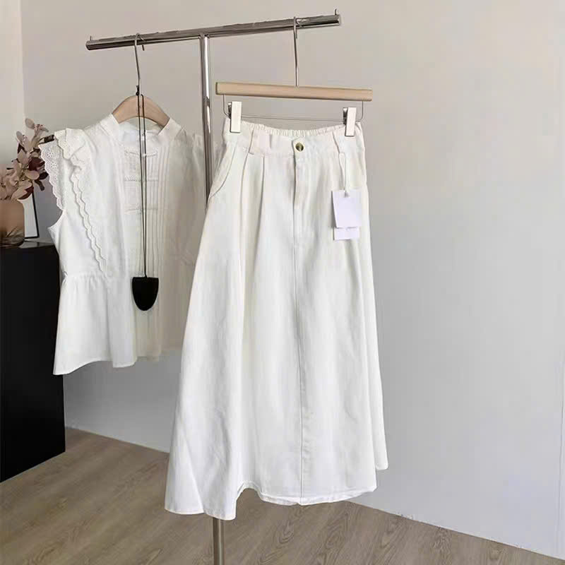 Mô tả Chân Váy Kaki 2328, Kiểu Dáng Xòe, Thiết Kế Cạp Bán Chun Co Giãn Dễ Mặc - 2