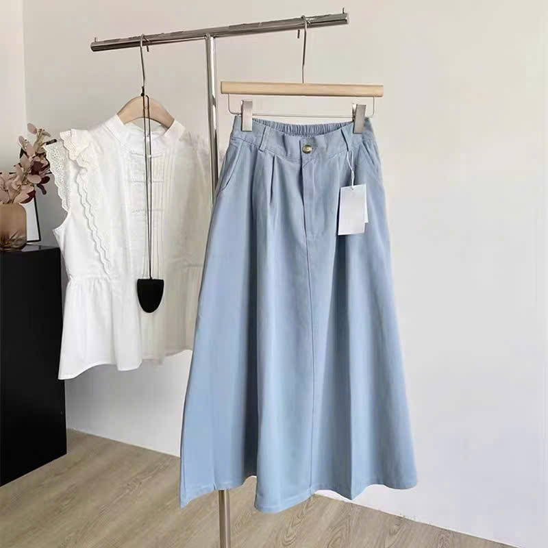 Mô tả Chân Váy Kaki 2328, Kiểu Dáng Xòe, Thiết Kế Cạp Bán Chun Co Giãn Dễ Mặc - 1