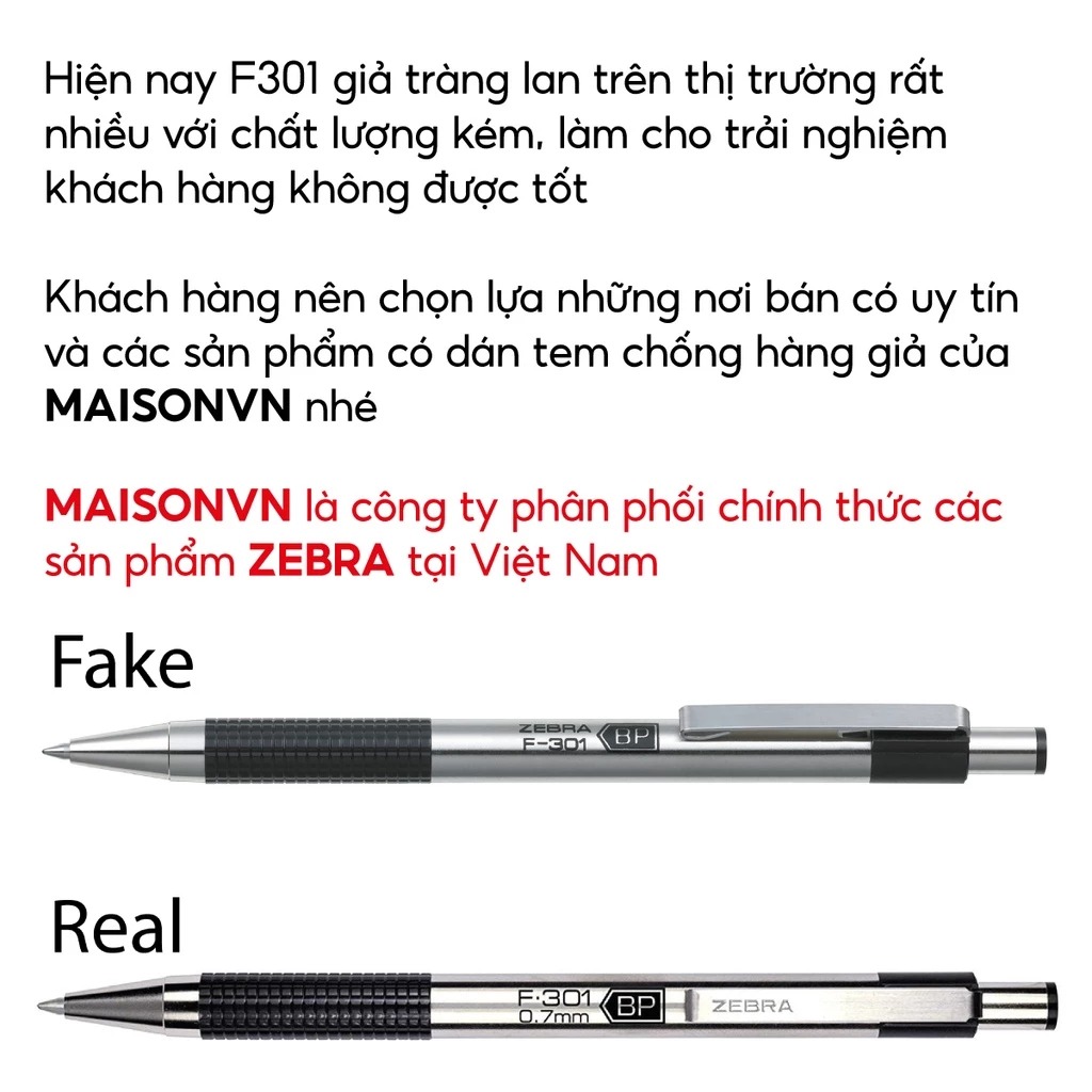 Mô tả Bút Bi F.301 0.7mm Zebra Pen Mực Xanh - Vỏ Đỏ Xanh Lá Xanh Dương Đen 12.6g [Chính Hãng] - 6