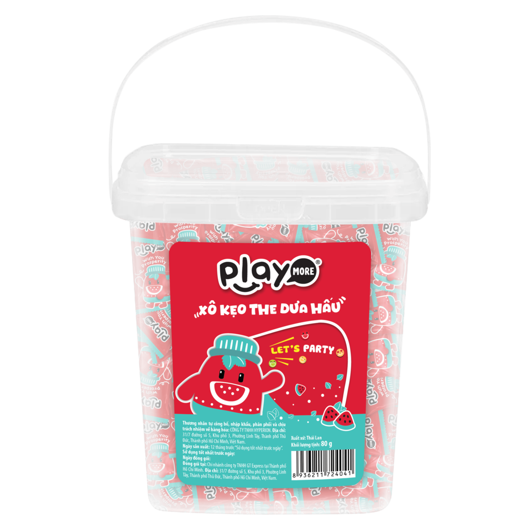 Mô tả Kẹo the kẹo ngậm trái cây Playmore không đường hương vị dưa hấu, 1 xô 80g (100 viên kẹo) - 1
