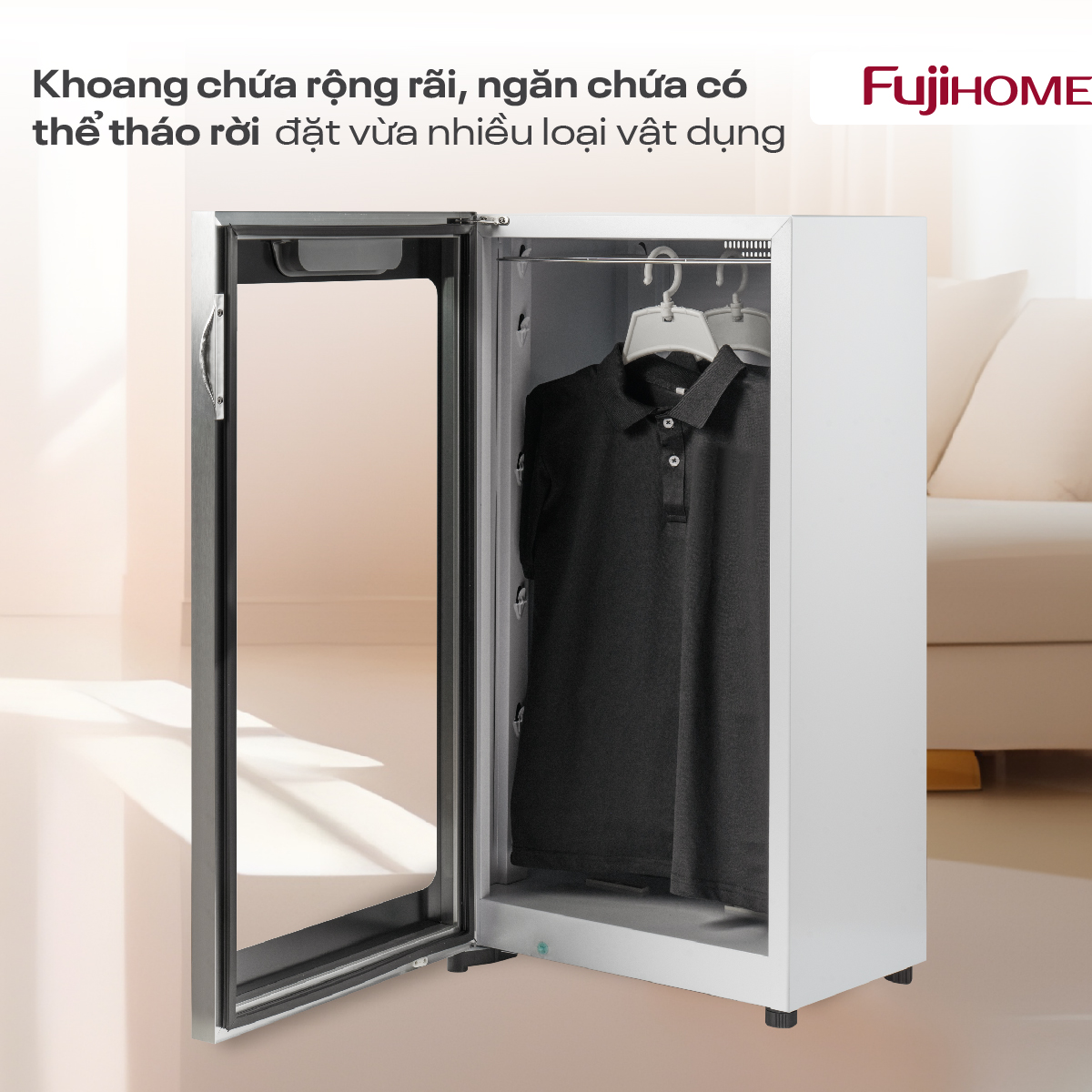 Đèn chiếu sáng tự động khi mở cửa tủ sấy giày Fujihome SD128