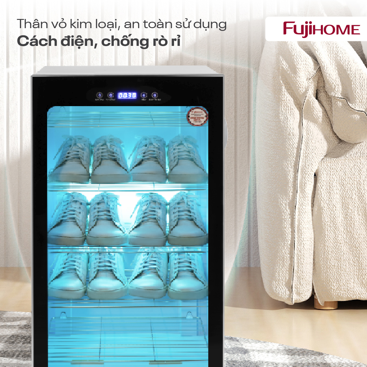 Tủ sấy giày dép khử trùng tiện lợi cho gia đình mùa mưa ẩm