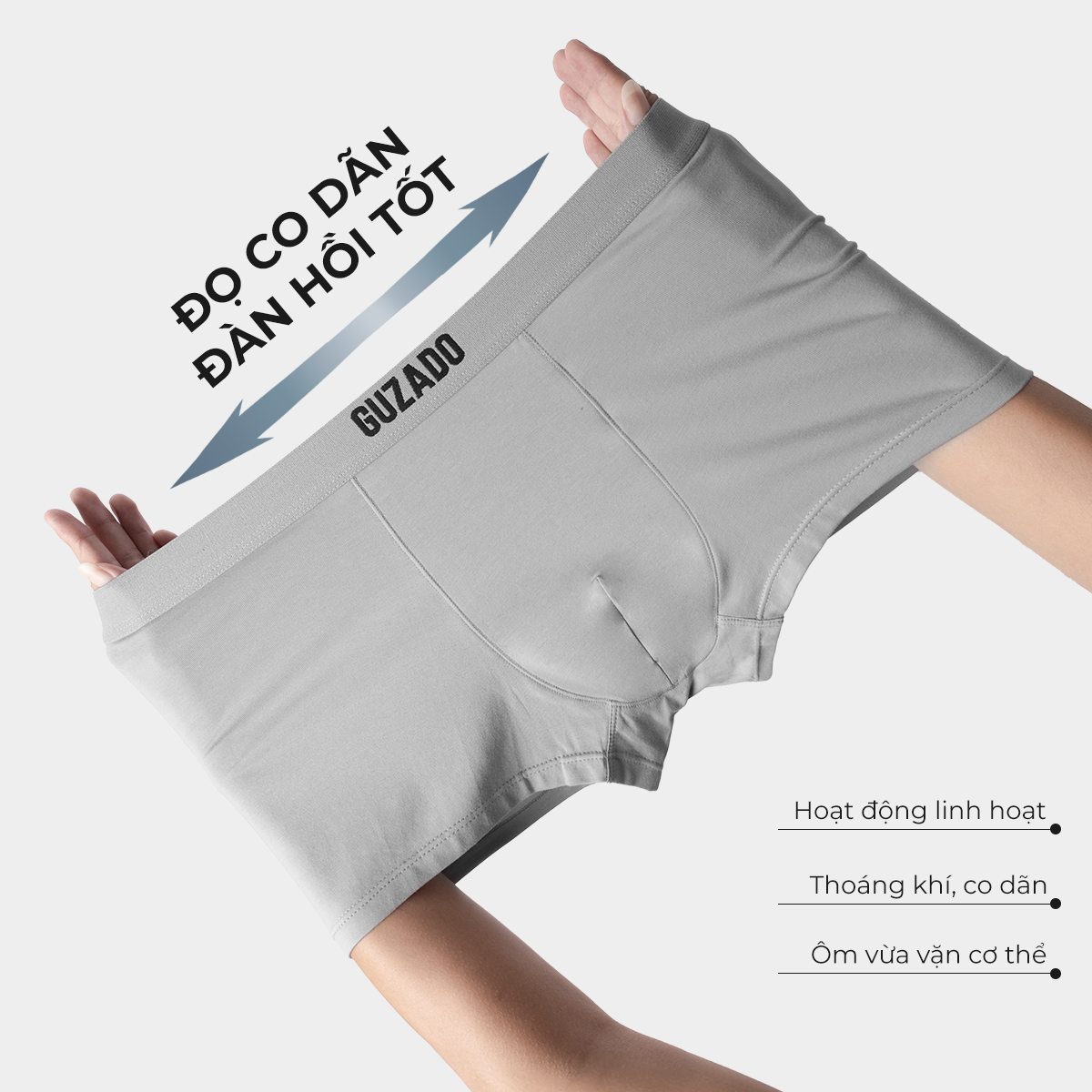 Mô tả Combo 3 Quần Lót Boxer Nam Guzado Cotton Compact Dáng Trunk Co Giãn Thoáng Khí Vượt Trội CB3GBX - 8