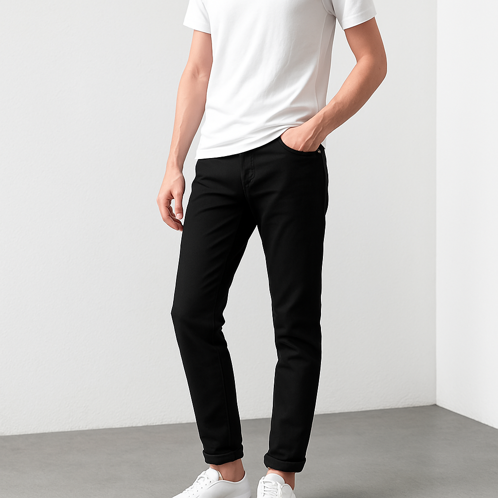 Mô tả Quần jean nam đen Gấu 194 trơn & rách vải jeans bò cotton duck cao cấp mềm mịn, co dãn - form slim fit - 1