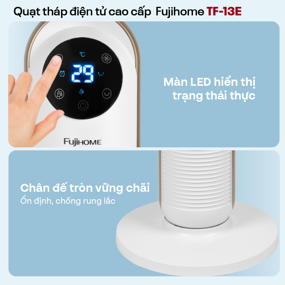 Mô tả Quạt tháp lọc không khí FUJIHOME điều khiển từ xa, màn hình cảm ứng, bảo hành 24 tháng toàn quốc - 3