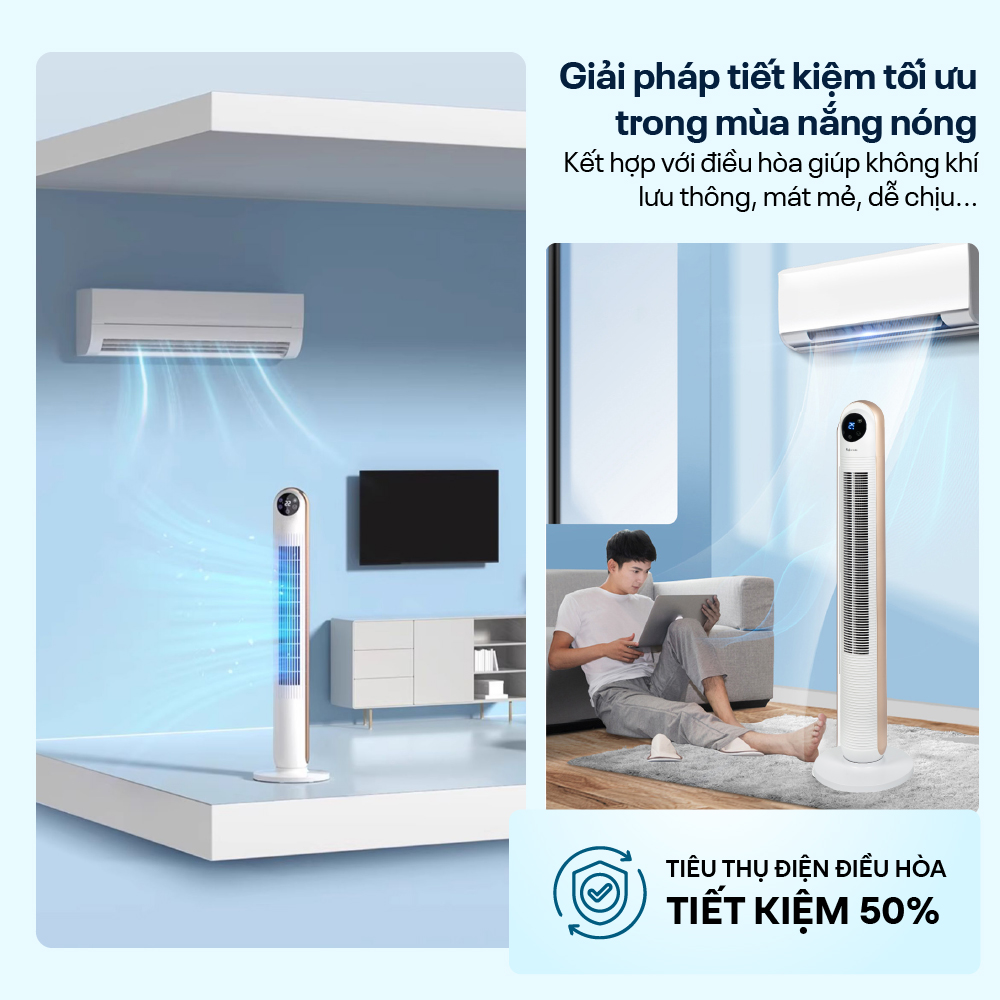 Mô tả Quạt tháp lọc không khí FUJIHOME điều khiển từ xa, màn hình cảm ứng, bảo hành 24 tháng toàn quốc - 4