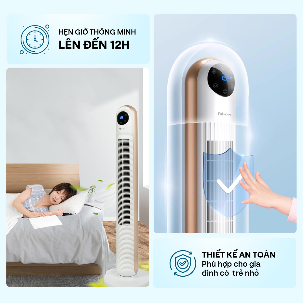 Mô tả Quạt tháp lọc không khí FUJIHOME điều khiển từ xa, màn hình cảm ứng, bảo hành 24 tháng toàn quốc - 8