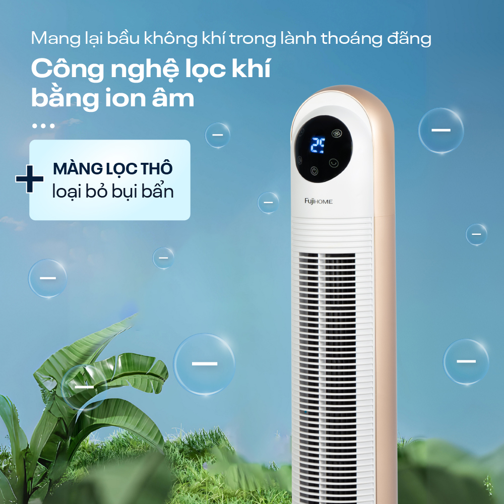 Mô tả Quạt tháp lọc không khí FUJIHOME điều khiển từ xa, màn hình cảm ứng, bảo hành 24 tháng toàn quốc - 11