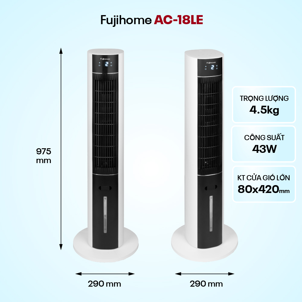 Mô tả Quạt tháp hơi nước lọc không khí FUJIHOME Màn led hiển thị, điều khiển từ xa, bảo hành 24 tháng - 12