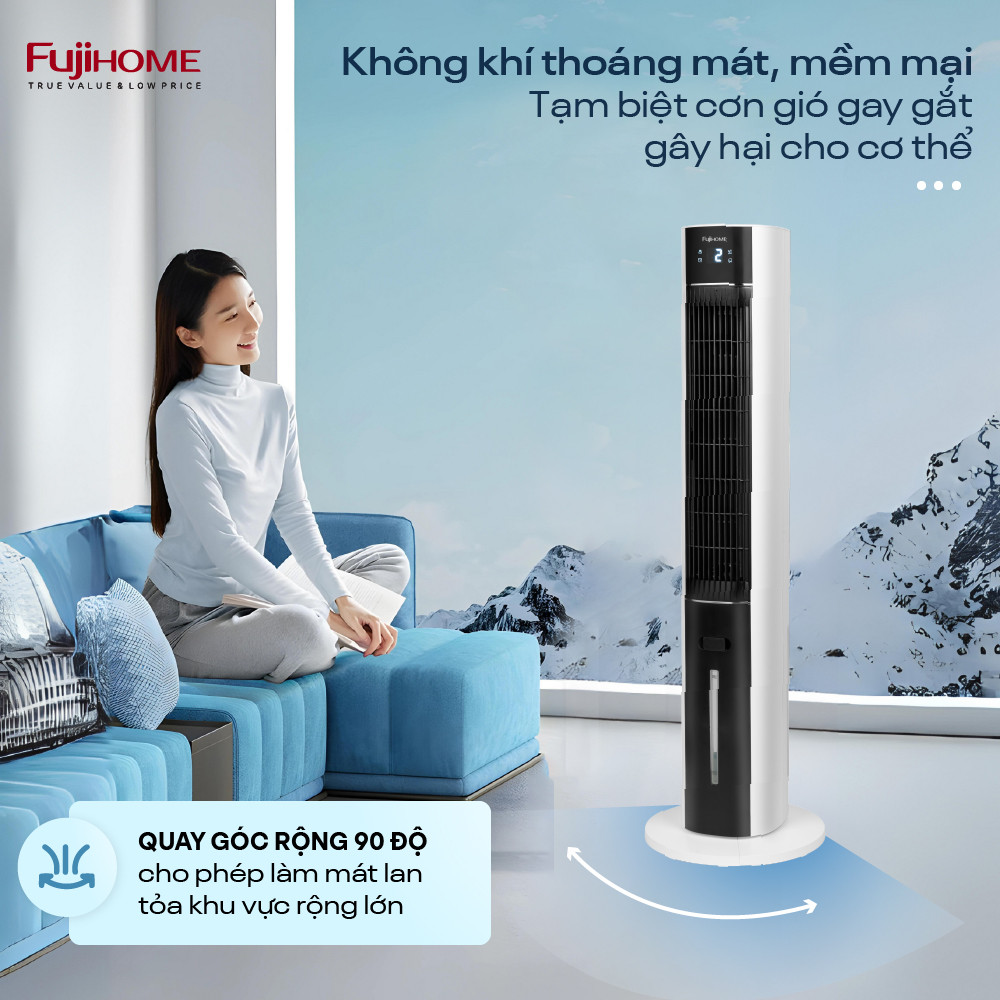 Mô tả Quạt tháp hơi nước lọc không khí FUJIHOME Màn led hiển thị, điều khiển từ xa, bảo hành 24 tháng - 7