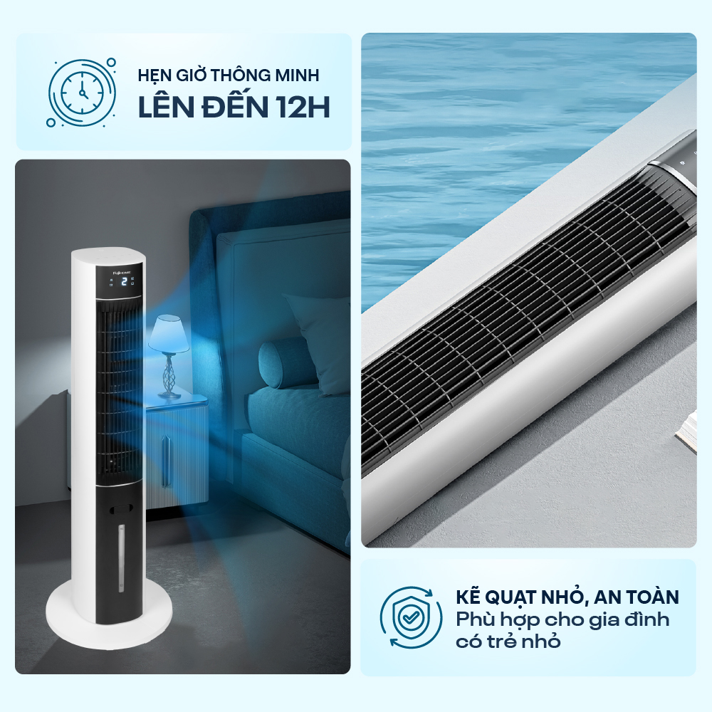 Mô tả Quạt tháp hơi nước lọc không khí FUJIHOME Màn led hiển thị, điều khiển từ xa, bảo hành 24 tháng - 9